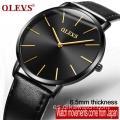 OLEVS, reloj de cuarzo de cuero de lujo para hombre, calendario ultrafino, minimalista, informal, de negocios, relojes delgados para hombre, 2021, Reloj de gran venta